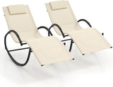 Giantex Outdoor Rocking Lounge Chairs of 2, Zero Gravity Rocking Chair with Removable Headrest - Photo 1