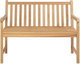 Solid Teak Wood Garden Bench Outdoor Rectangular Brown Medium Durable Seating for Patio Porch Balcony - Photo 3