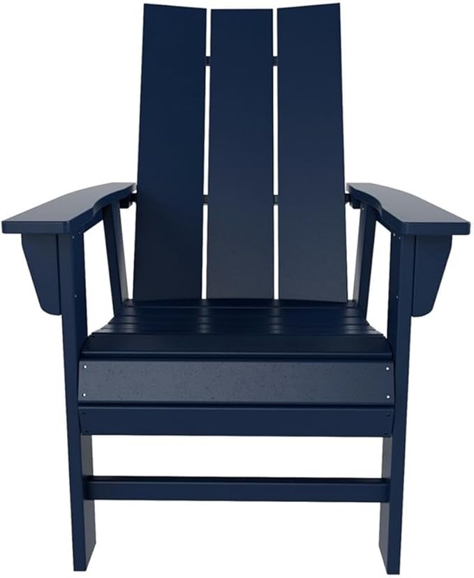 Costaelm Patio hdpe Adirondack Chair, Outdoor Balcony Pool Chair, Modern Front Porch Fire Pit Backyard Chair, Garden Resin Lounge Chair for Outside, Navy Blue