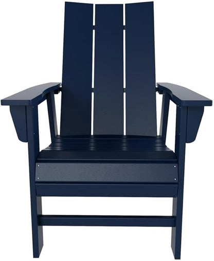 Costaelm Patio hdpe Adirondack Chair, Outdoor Balcony Pool Chair, Modern Front Porch Fire Pit Backyard Chair, Garden Resin Lounge Chair for Outside, Navy Blue
