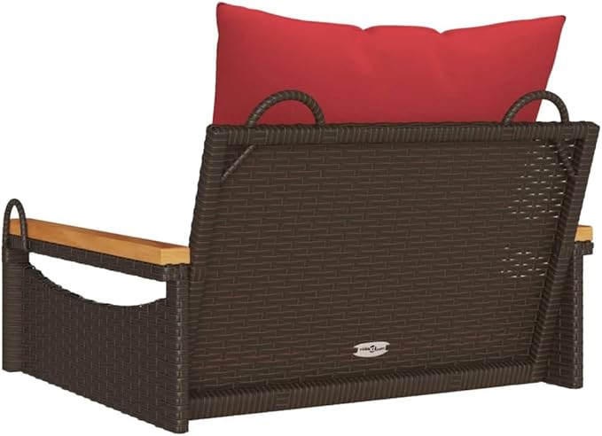 Brown PE Rattan Patio Swing Bench with Cushions, UV-Resistant Water-Repellent Materials - Photo 7