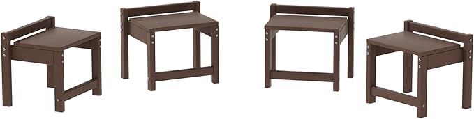 Stackable HDPE Foot Stool - All-Weather Indoor/Outdoor Seating for Patio, Living Room & Bathroom, Waterproof Windproof Heavy-Duty High-Density PE Step Stool, 4 Sets, Brown