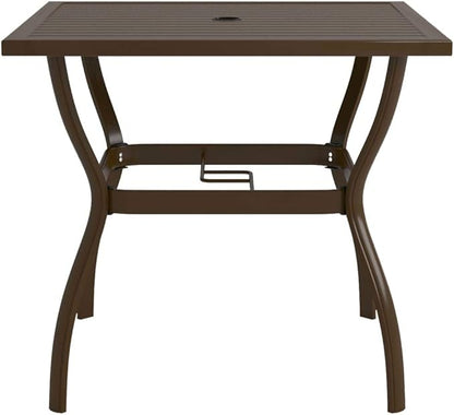 Outdoor Small Table Patio Furniture Outside Table Patio Side Tables Patio Table Brown 32.1"x32.1"x28.3" Steel