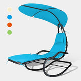 Outdoor Hammock Rocking Chaise Lounge Swing Chair, with Stand and Canopy, Porch Swing w/Soft Cushion Removable Headrest - Photo 3