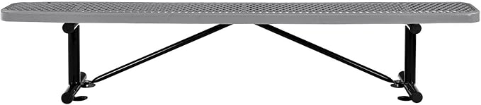 Global Industrial 8'L Heavy Duty Expanded Metal Mesh Flat Bench with Steel Frame, Portable Outdoor Bench, 1000 lbs Capacity, Gray, 96" L x 14-1/2"W x 18" H