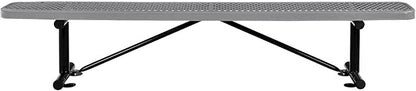 Global Industrial 8'L Heavy Duty Expanded Metal Mesh Flat Bench with Steel Frame, Portable Outdoor Bench, 1000 lbs Capacity, Gray, 96" L x 14-1/2"W x 18" H