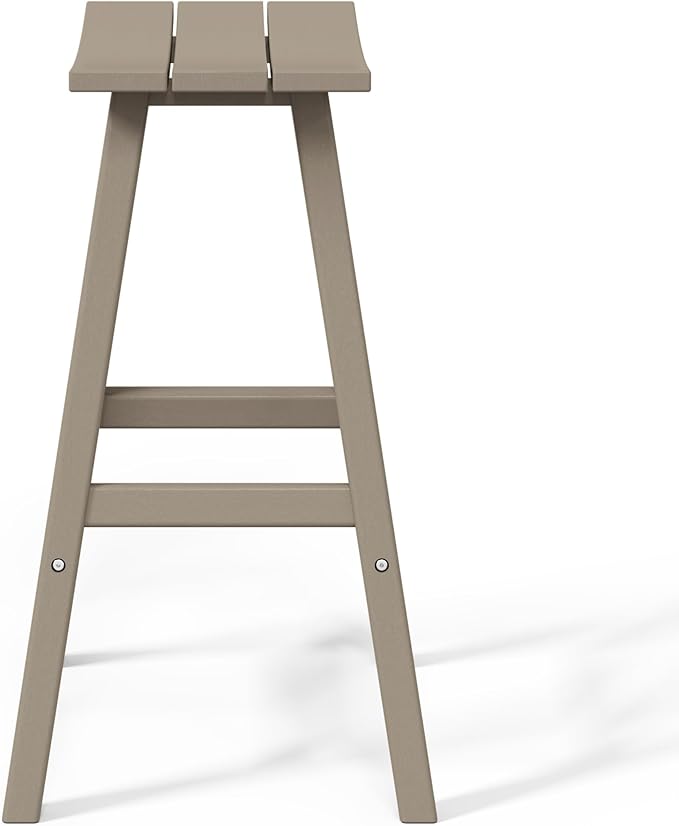WestinTrends Malibu 29 Inch Outdoor Bar Stools, All Weather Resistant Poly Lumber Adirondack Bar Height Stools, Weathered Wood
