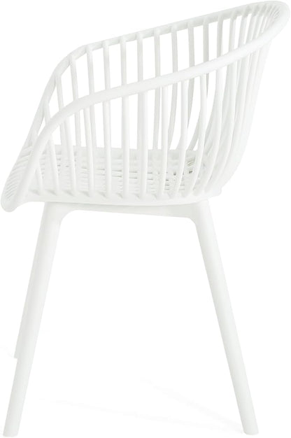 Christopher Knight Home Modern Accent Chair–White Outdoor Patio Chairs Set of 2 – Lounge Chairs for Balcony or Garden – Weave Design – Stylish and Comfortable Seating for Backyard or Terrace