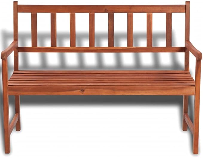 Patio Bench,Rustic Outdoor Patio Bench,Porch Chair,Wood Garden Bench,with Backrest and Armrests,for Outdoor,Park,Yard,Patio,Park,47.2” Solid Acacia Wood