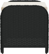 vidaXL Patio Stool - Black Poly Rattan Ottoman with Cream White Cushion - Outdoor Garden Deck Furniture - Photo 7