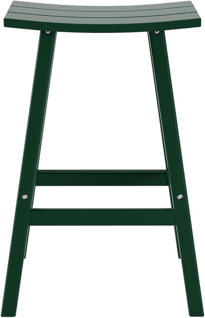 WestinTrends Malibu 29 Inch Outdoor Bar Stools, All Weather Resistant Poly Lumber Adirondack Bar Height Stools, Dark Green
