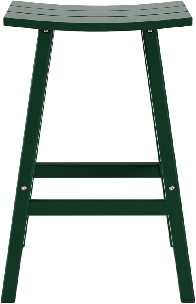 WestinTrends Malibu 29 Inch Outdoor Bar Stools, All Weather Resistant Poly Lumber Adirondack Bar Height Stools, Dark Green