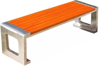 Outdoor Garden Bench, Metal Bench with Slatted Seat, Bench Park, Patio Bench, Backless Bench for Yard, Lawn, Porch(Orange,150cm/59in)