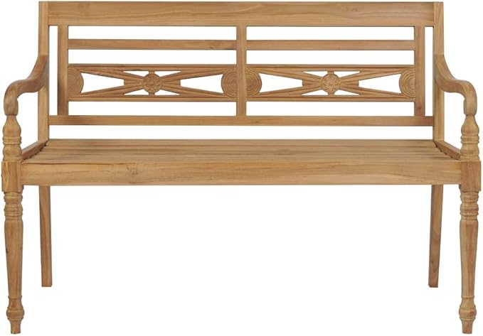 Batavia Bench,Wood Garden Bench Indoor/Outdoor Benches Patio Bench Suitable for Yards, patios, Gardens, Balconies and terraces with Anthracite Cushion 47.2" Solid Teak Wood