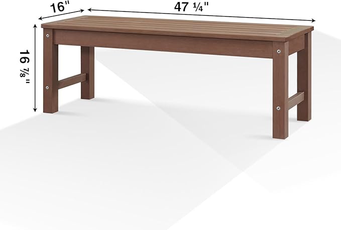 Psilvam Knight Bench, Two Person Outdoor Poly Lumber Patio Backless Bench - Photo 3