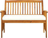 46.9x46.9x35.4 in Acacia Wood 2-Seater Rustic Garden Bench with Cream White Cushion - Photo 3