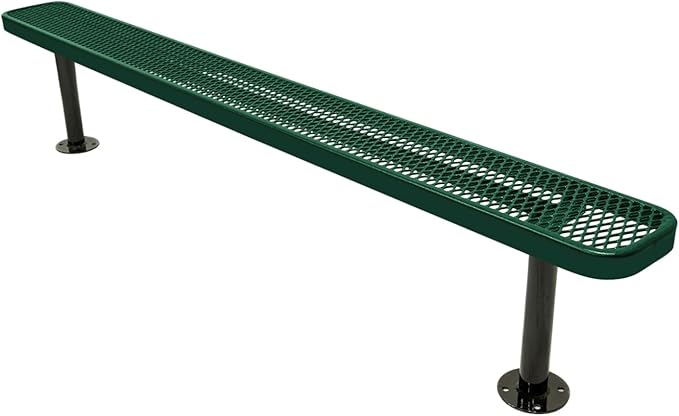 COATEDOUTDOORFURNITURE Coated Outdoor Furniture Heavy-Duty Outdoor Bench Thermoplastic Coated, Expanded Metal, Commercial-Grade Seating, Made in America (Surface Without Back, 8 Ft, Textured Green)