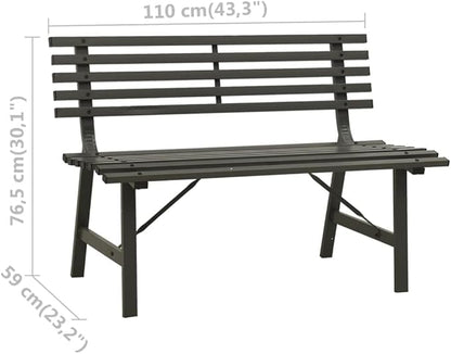 Outdoor Patio Bench, Metal Garden Bench with Backrest, Steel Park Bench Patio Furniture for Porch, Park, Yard, 43.3" x 23.2" x 30.1" Black-AA