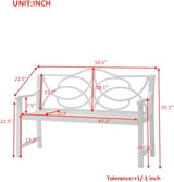 Outdoor Patio Garden Bench, Iron Metal Steel Park Bench with Backrest and Armrest, Slatted Seat for Yard Porch Balcony - Photo 2