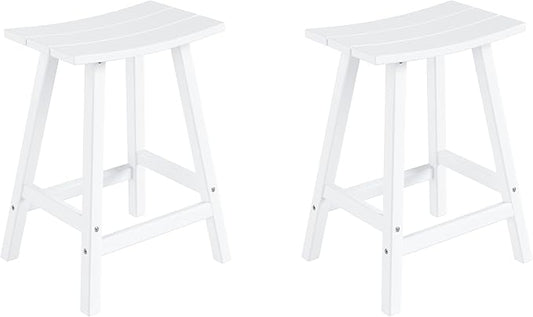 WestinTrends Malibu 2 Piece Set of 29 Height Outdoor/Patio Saddle bar stools, White