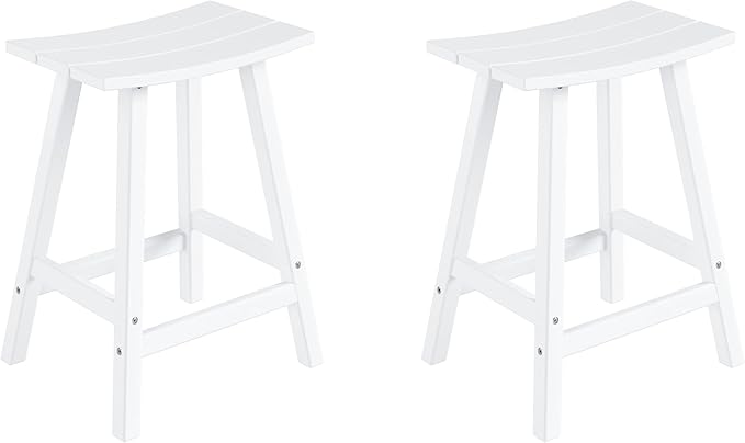 WestinTrends Malibu 2 Piece Set of 24 Height Outdoor/Patio Saddle bar stools, White