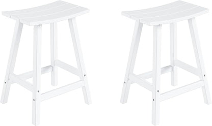 WestinTrends Malibu 2 Piece Set of 24 Height Outdoor/Patio Saddle bar stools, White