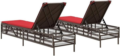 Brown PE Rattan 2-Pack Sun Loungers, Multi-Position Reclining, 78" Deep, Powder-Coated Steel Frame, Garden/Pool/Balcony