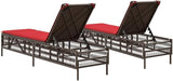 Brown PE Rattan Sun Lounger Set 2, Adjustable Backrest, 30.7" Wide, Steel Frame 535 lbs, Patio Garden Pool, Cushion - Photo 7