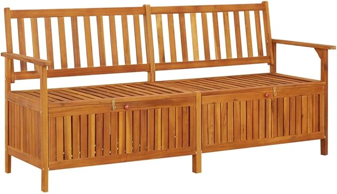 Storage Bench Garden Bench Outdoor Bench for Outdoors Porch Entryway Furniture for Yard 66.9" Solid Wood Acacia