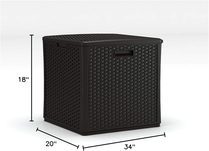 Suncast 30 Gallon Resin Outdoor Patio End Table Storage Box, Java, Made in the USA - Photo 9