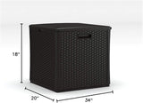Suncast 30 Gallon Resin Outdoor Patio End Table Storage Box, Java, Made in the USA - Photo 9