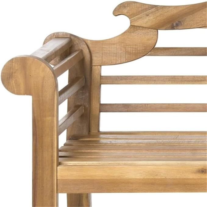 BOWERY HILL Contemporary Wood Garden Bench, Teak Finish, Classic Design, Weather-Resistant, Durable Outdoor Seating for Patio, Porch, or Garden Use