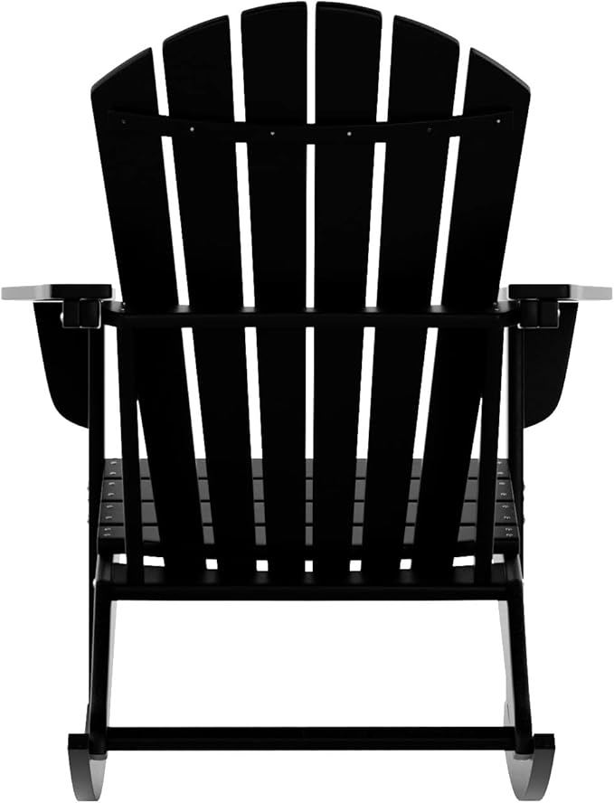 WestinTrends Dylan Outdoor Patio Poly Plastic Adirondack Rocking Chair, Black