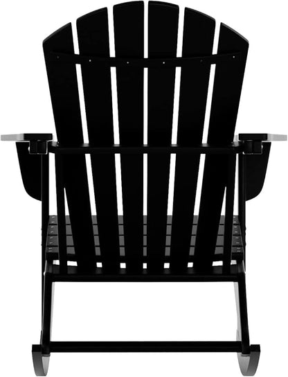 WestinTrends Dylan Outdoor Patio Poly Plastic Adirondack Rocking Chair, Black