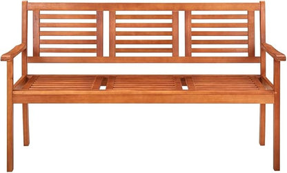 3-Seater Garden Bench Solid Eucalyptus Wood with 100% Polyester Cushion Weather-Resistant Outdoor Furniture Modern Patio Seating for Relaxation