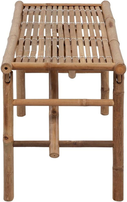 Folding Patio Bench with Cushion,Garden Bench,Patio Furniture Chair,Outdoor Patio Benches,for Porch Work Entryway,Yard,Porch,46.5" Bamboo