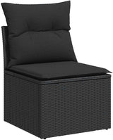vidaXL Garden Chair Armless with Cushions Black Poly Rattan - Photo 1