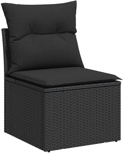 vidaXL Garden Chair Armless with Cushions Black Poly Rattan