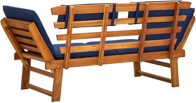 Patio Bench with Cushions 2-in-1 75" Solid Acacia Wood，Garden Benches,Park Benches,Outdoor Benches,Outdoor Furniture for Park Patio Deck Deck Lawn