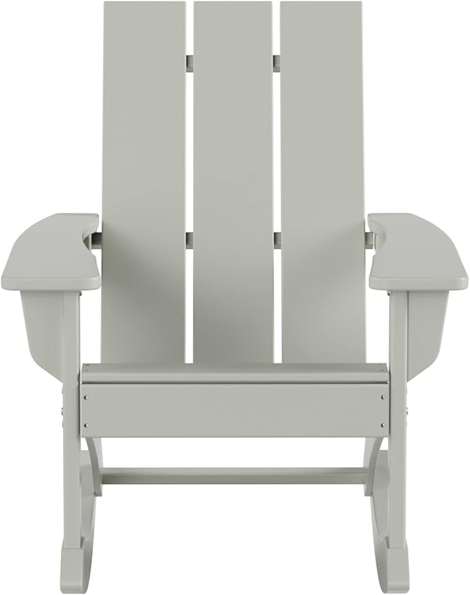 WO WESTIN OUTDOOR HDPE Shoreside Modern Rocking Poly Adirondack Chair,Sand
