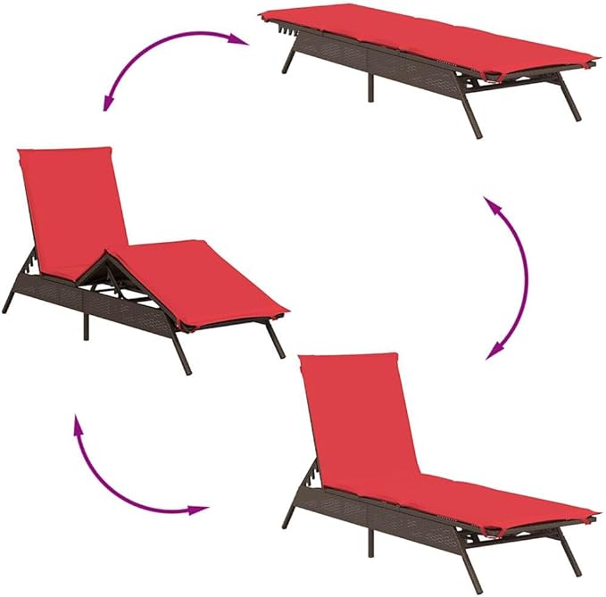 PE Rattan Outdoor Chaise Lounge, 31"x66.9"x13.8", Adjustable Backrest & Cushion, 535 lb, UV Frame, Deck/Balcony - Photo 7