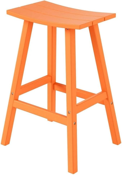 Costaelm All-Weather Outdoor Bar Stools, 29" Height Patio Stools & Bar Chairs, Adirondack Poly Patio Bar Stool for Patio, Deck, Kitchen Counter and Garden, Orange