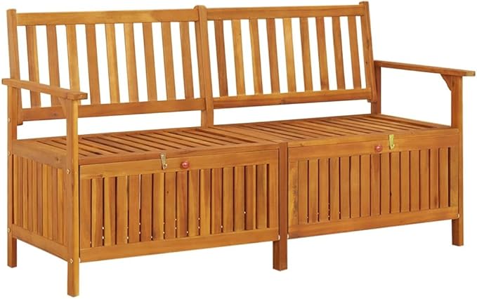 Storage Bench 58.3" Solid Wood Acacia Deck Bench Garden Bench Porch Bench Outdoor Bench for patios, Gardens, Decks