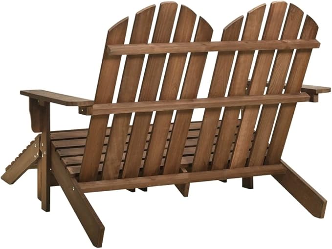 2-Seater Adirondack Chair with Ottomans, Solid Fir Wood Patio Garden Furniture Set - Photo 5