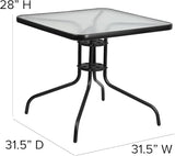 Flash Furniture Barker 31.5" Square Indoor/Outdoor Tempered Glass Metal Frame Side Table - Photo 3