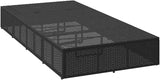 Large Black Poly Rattan Outdoor Chaise Lounge 82.7 x 39.4 in Adjustable Backrest No-Assembly Sunbed for Patio Poolside - Photo 6