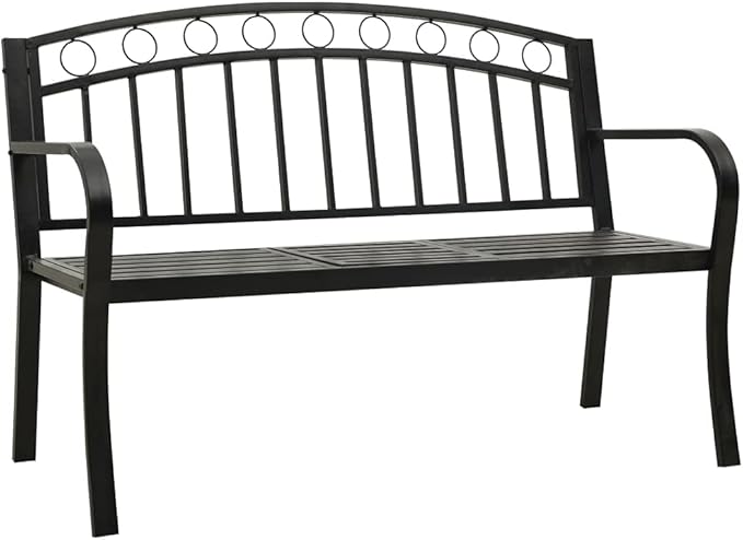 Garden Bench Outdoor Bench Patio Bench Cushions for Outdoor, Park, Yard, Entryway, Iron Metal Frame Furniture - Photo 3
