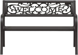 Black Powder-Coated Steel Garden Bench with Plastic Seat, Vintage Outdoor Seating for Patio and Balcony - Photo 4
