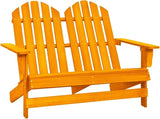 Orange Solid Fir Wood Large Durable 2-Seater Adirondack Chair for Outdoor Patio Garden Rustic Comfortable Ergonomic - Photo 1