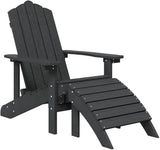 Anthracite HDPE Steel Contemporary Garden Adirondack Chair Set with Matte Finish for Outdoor Patio and Balcony - Photo 4